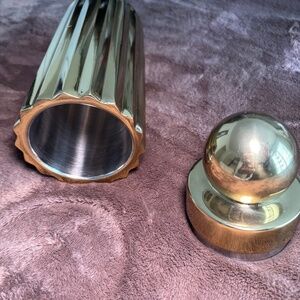 West Elm gold metal cocktail shaker